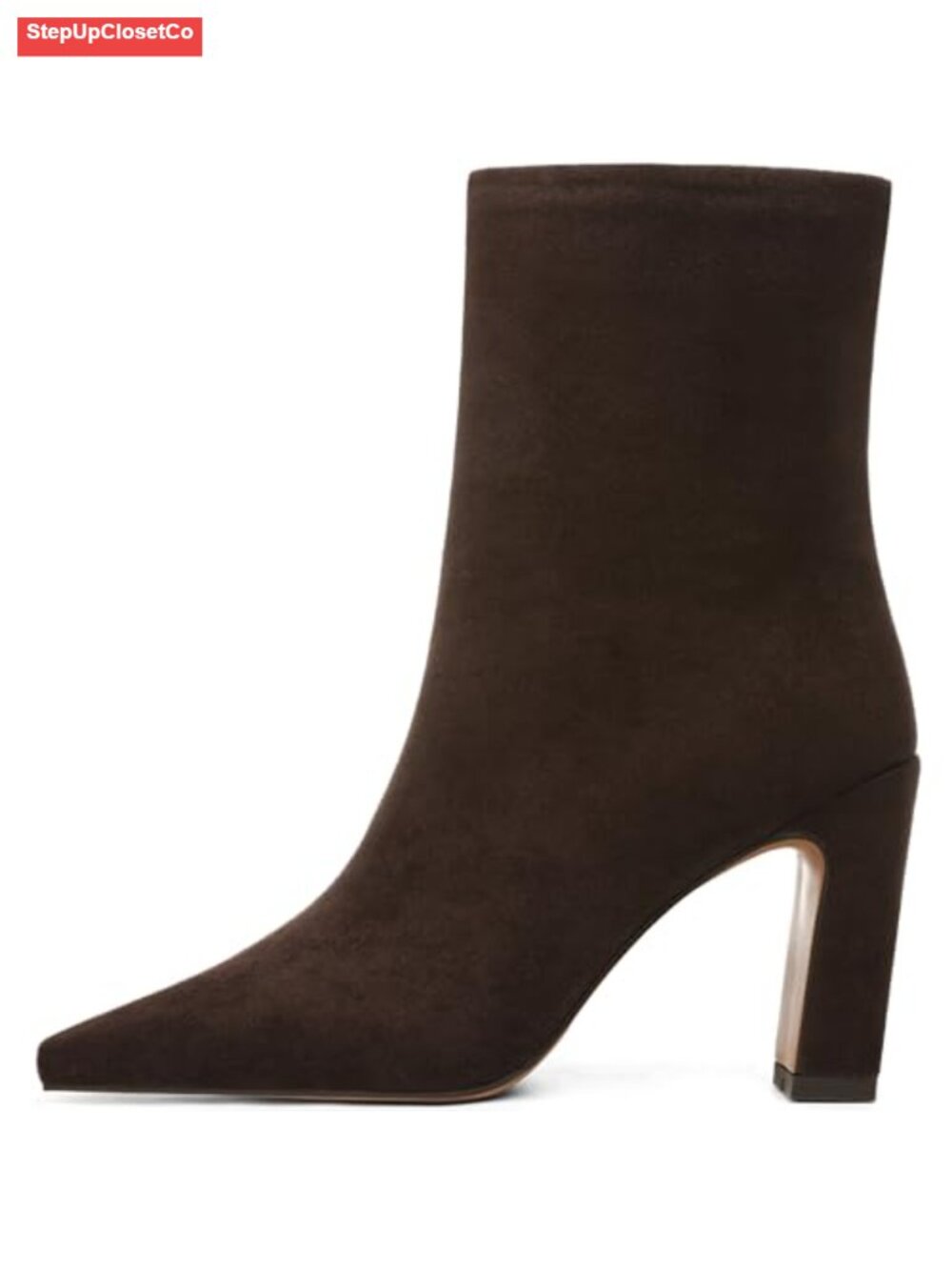 Women's Square Toe Chunky Block Heel Ankle Boots Side Zip Faux Leather Booties